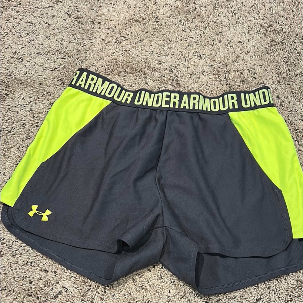 Under Armour Gray and Yellow Athletic Shorts Performance Fit